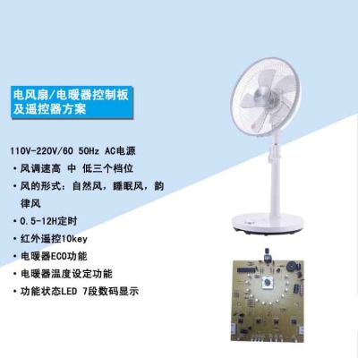 Electric fan/heater control board and remote control solution